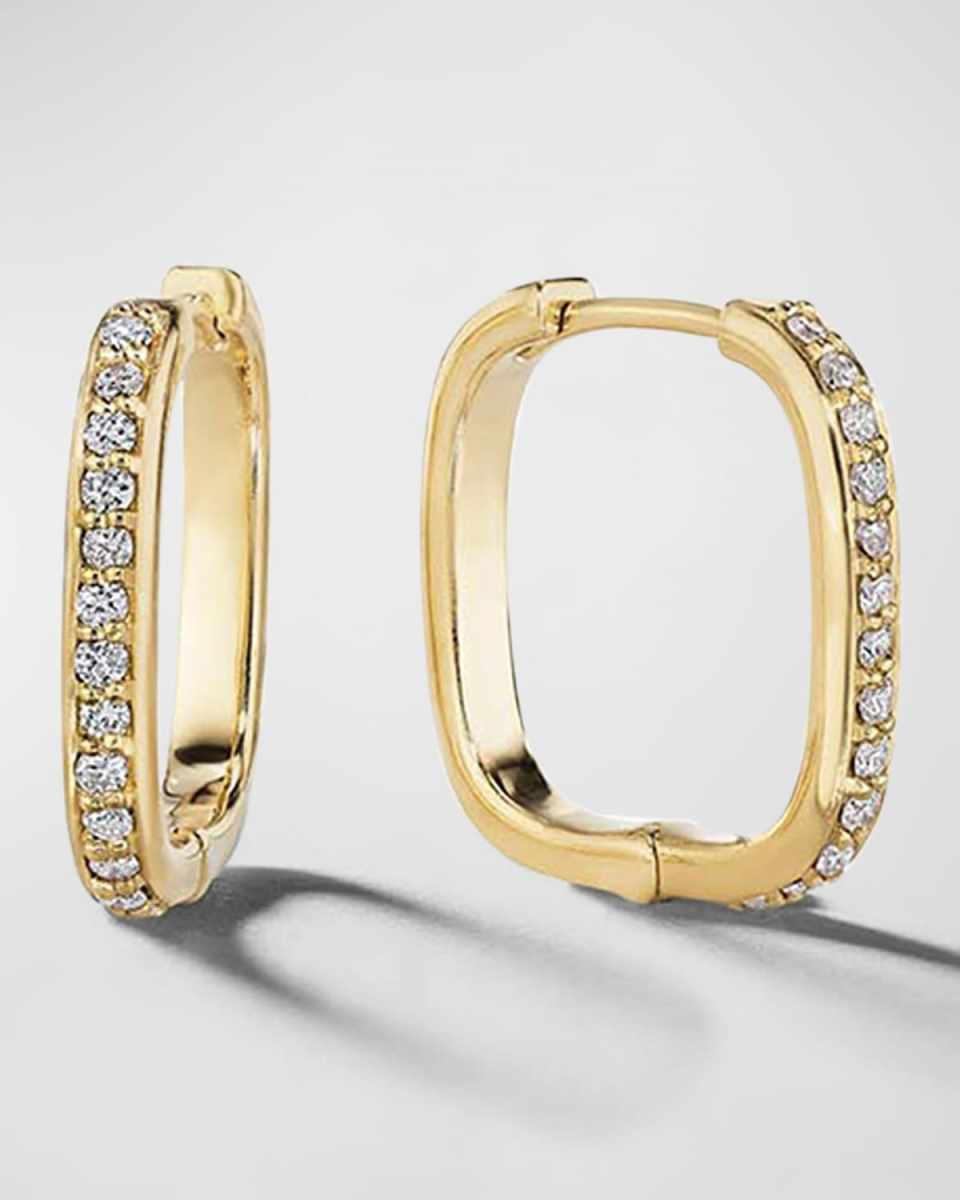 18K Yellow Gold XS Pave Diamond Hoop Earrings